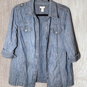 Chicos Size 2 Denim Blouse